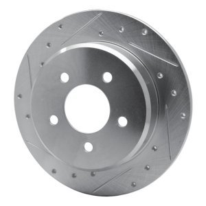 Chrysler Town & Country Brake Rotor (1) - Rear Left - R1 Concepts - Drilled & Slotted - Silver - `97-`07